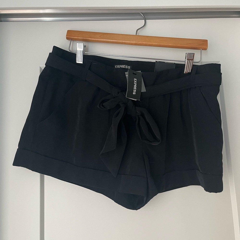 Express Tie Waist Black Shorts